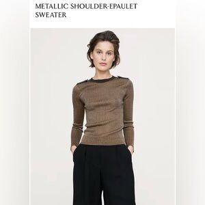 METALLIC SHOULDER-EPAULET SWEATER
